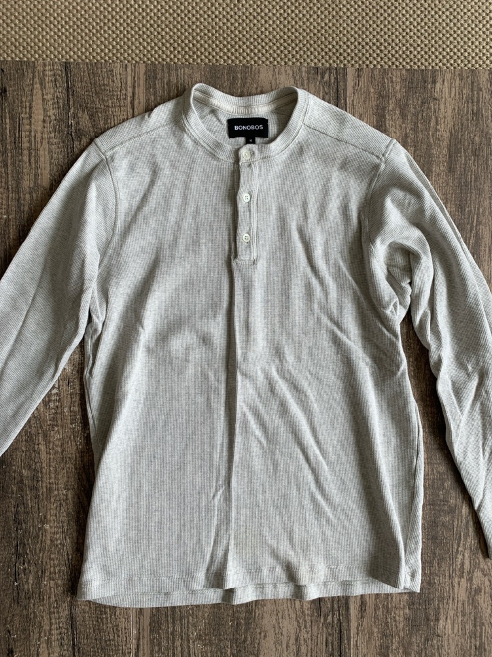 Bonobos Light Gray Long Sleeve Henley Shirt